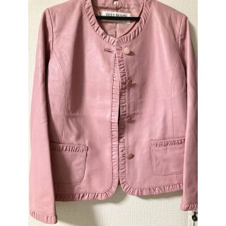 【極美品】 BALMAIN ノーカラージャケット カシミヤ混 羊革 13号