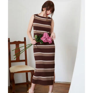 Cotton Striped Ribbed Knit Dress﻿(ロングワンピース/マキシワンピース)