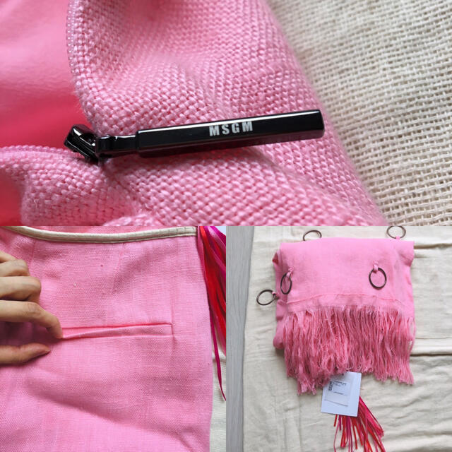 MSGM 2016SS　ピンクのワイドフリンジパンツ