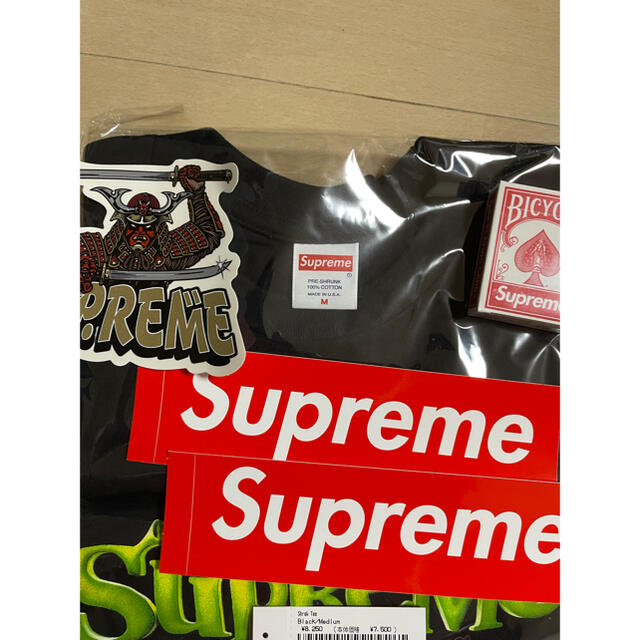 supreme 21FW Shrek tee M 新品　黒　トランプ　ステッカー 1