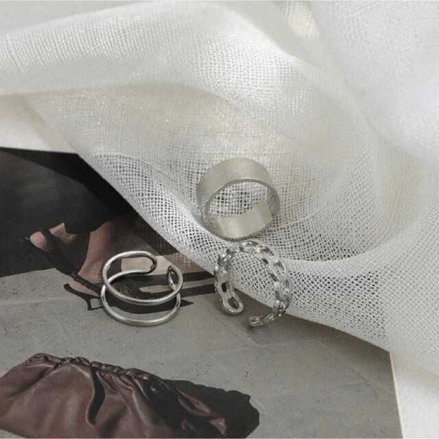指輪 3点セット シルバーリング 韓国アクセサリー シンプル  レディースのアクセサリー(リング(指輪))の商品写真