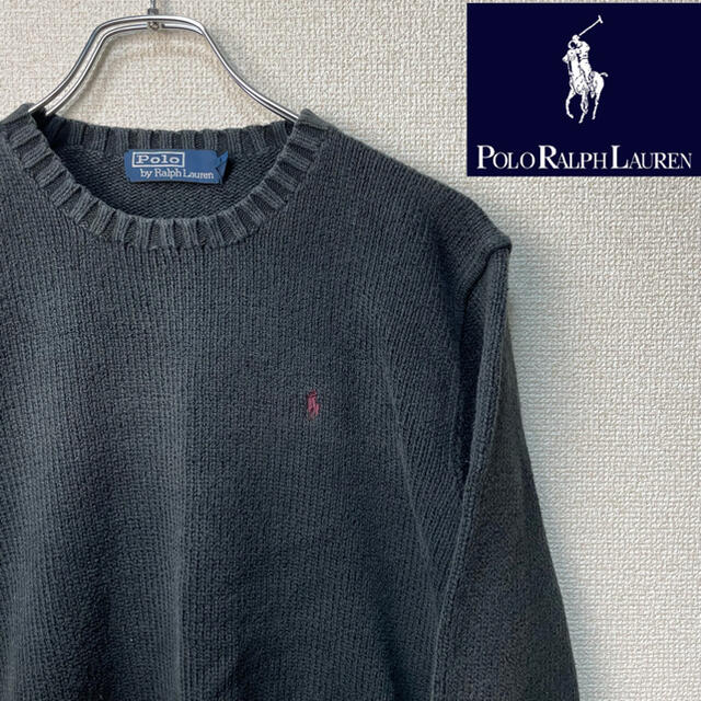 POLO RALPH LAUREN(ポロラルフローレン)のPolo Ralph Lauren 90s　ロゴ刺繍　ニット　レディースMサイズ レディースのトップス(ニット/セーター)の商品写真