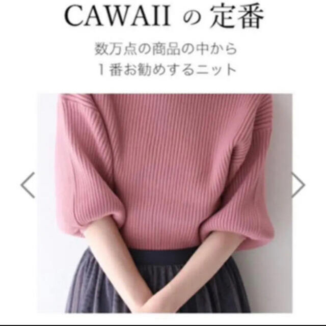 cawaii(カワイイ)の美品　cawaii 袖ポワンとオフネックのリブニットトップス　ピンク　2L〜3L レディースのトップス(ニット/セーター)の商品写真