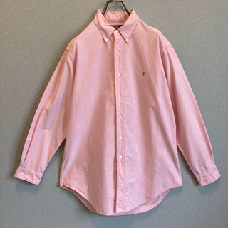 90s ラルフローレン シャツ ピンク ポニー刺繍 ゆるだぼ vintage