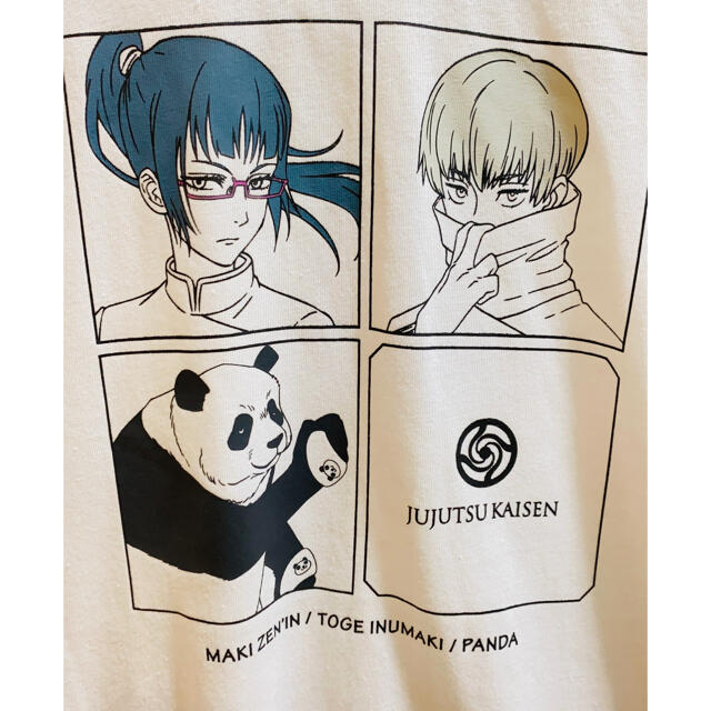 BANDAI(バンダイ)の呪術廻戦　オリジナル　tシャツ　缶バッジ付き　ホワイト　LL エンタメ/ホビーのアニメグッズ(バッジ/ピンバッジ)の商品写真