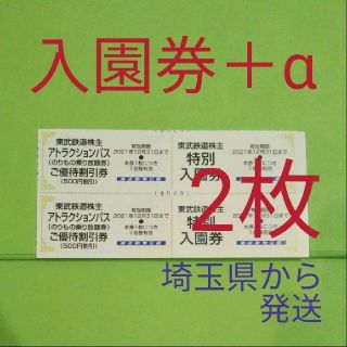 【2枚】東武動物公園　入園券2枚＋αおまけ(動物園)