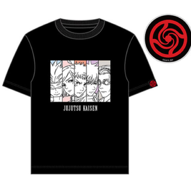 BANDAI(バンダイ)の呪術廻戦　オリジナル　tシャツ　缶バッジ付き　ブラック　LL レディースのトップス(Tシャツ(半袖/袖なし))の商品写真