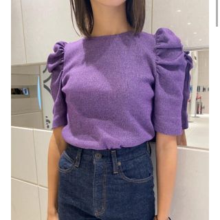 マウジー(moussy)のmoussy GATHER SHOULDER トップス♡パープル(カットソー(半袖/袖なし))