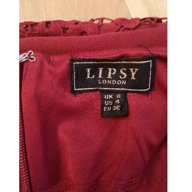 【※ご専用※】LIPSY LONDONの濃赤 総レースストレッチワンピース 36 1