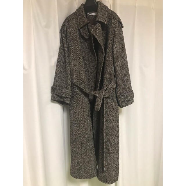 Wool linen maxi trench coat