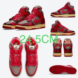 ナイキ(NIKE)の24.5cm NIKE DUNK HIGH "RED ACID WASH"(スニーカー)