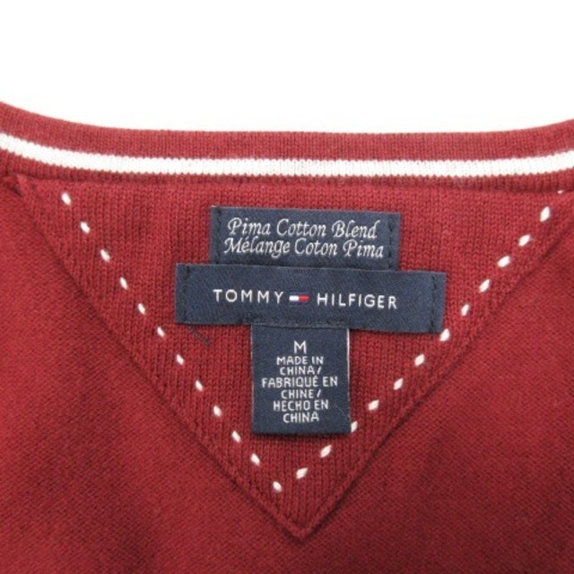 TOMMY HILFIGER(トミーヒルフィガー)のトミーヒルフィガー ニット カットソー 長袖 Vネック セーター ボルドー M レディースのトップス(ニット/セーター)の商品写真