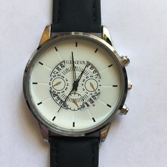 輝い[GENEVA] 腕時計 メンズ 02 アナログ 薄型 シンプル 文字盤レッド 腕時計(アナログ)