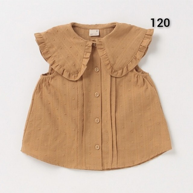 petit main(プティマイン)の新品 petit main Big衿布帛ブラウス120 キッズ/ベビー/マタニティのキッズ服女の子用(90cm~)(Tシャツ/カットソー)の商品写真