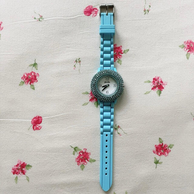 フォリフォリ 腕時計 ビジュー シリコン ブルー 水色 | フリマアプリ ラクマ