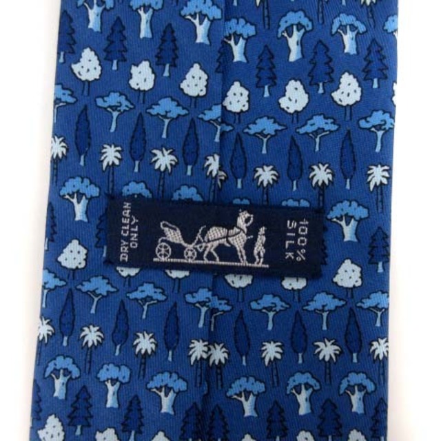 Hermes(エルメス)のエルメス オールド ネクタイ レギュラータイ シルク 総柄 ツリー サテン 青 メンズのファッション小物(ネクタイ)の商品写真