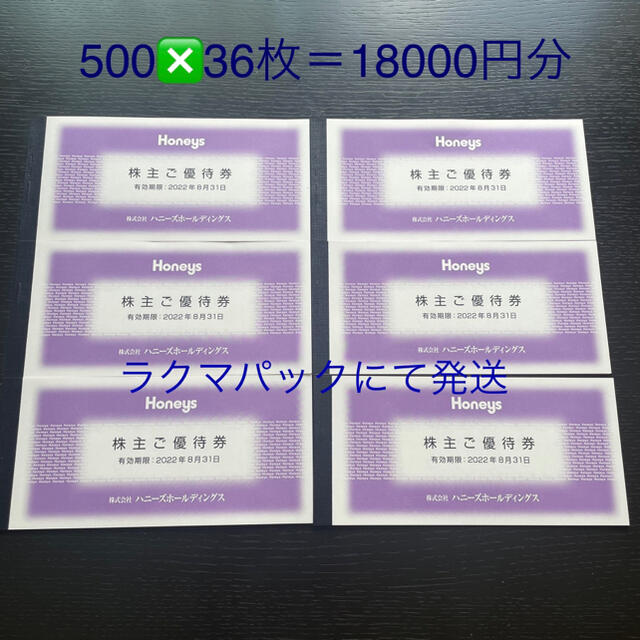 ハニーズ株主優待　500❎36枚ショッピング