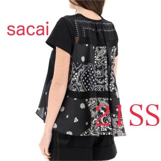 【値下げ】sacai バンダナ柄カットソー　黒