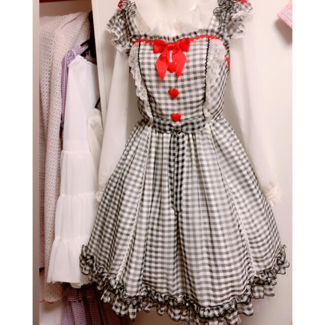 Angelic Pretty(アンジェリックプリティー)のAngelic Pretty Dream HeartJSK ヘッドドレス set レディースのワンピース(ひざ丈ワンピース)の商品写真