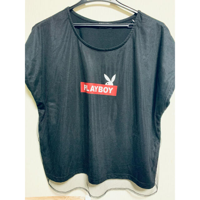 PLAYBOY(プレイボーイ)の【プレーボーイ】ネット付き半袖Tシャツ♪~3L~PLAYBOY レディースのトップス(Tシャツ(半袖/袖なし))の商品写真