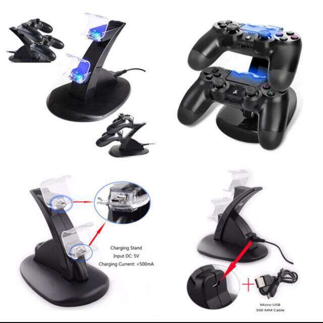 PlayStation4(プレイステーション4)のPS4 純正 ワイヤレスコントローラー 充電器付き 極美品 エンタメ/ホビーのゲームソフト/ゲーム機本体(その他)の商品写真