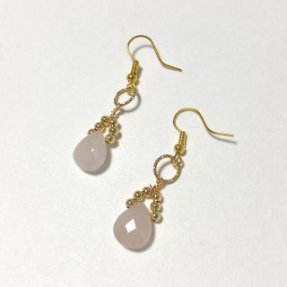 サージカルステンレス　ピアス　天然石　シュガーピンク(ピアス)