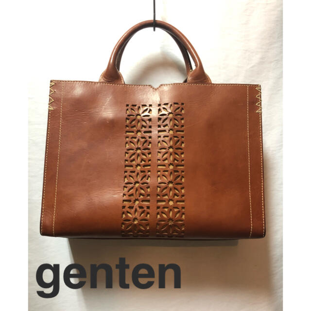 genten ゲンテン レザー トートバッグ カットワーク 本革 人気カラーの