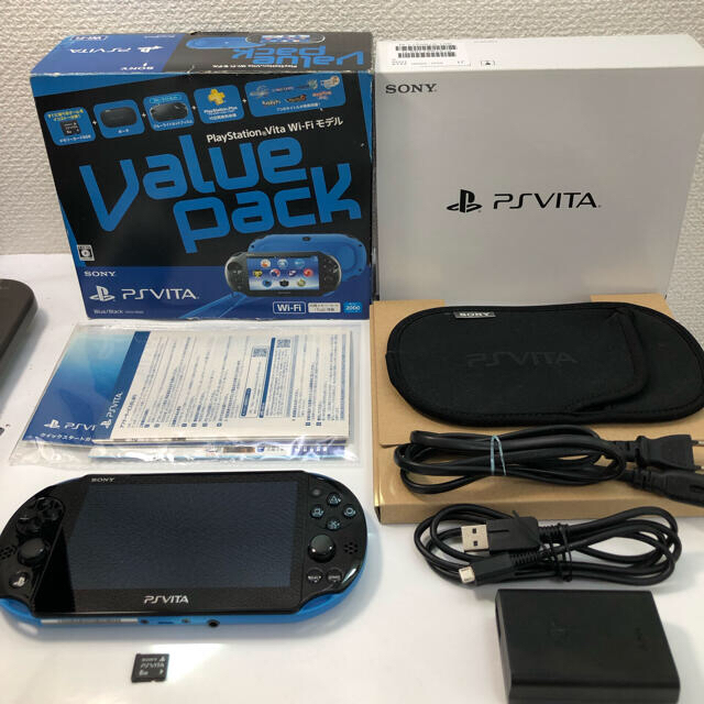 PlayStation Vita(プレイステーションヴィータ)のSONY PSVITA Value Pack Wi-Fiモデル ブルーブラック エンタメ/ホビーのゲームソフト/ゲーム機本体(携帯用ゲーム機本体)の商品写真