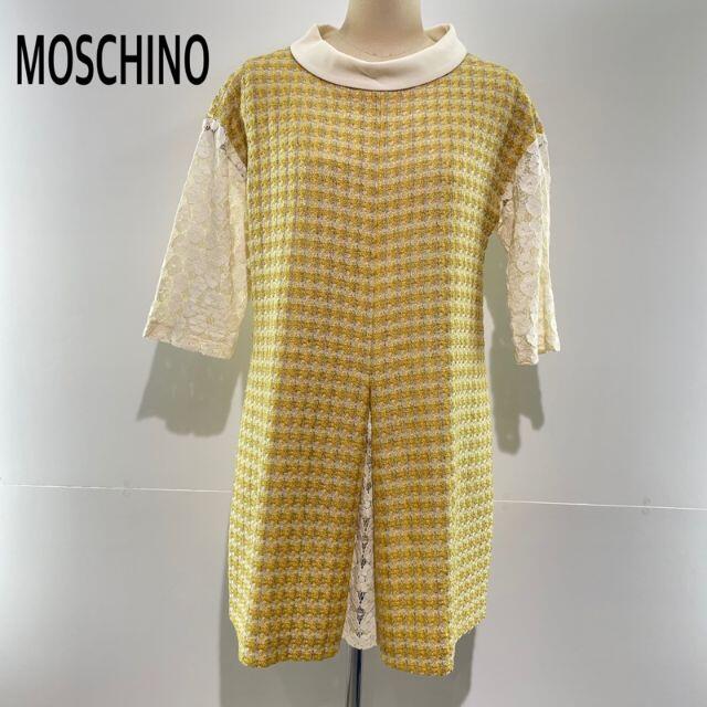 MOSCHINO(モスキーノ)のMOSCHINO モスキーノ レース切替ツイードワンピース レディースのワンピース(ひざ丈ワンピース)の商品写真