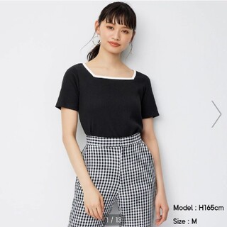 ジーユー(GU)のGU バイカラーコンパクトT 黒 XL(Tシャツ(半袖/袖なし))
