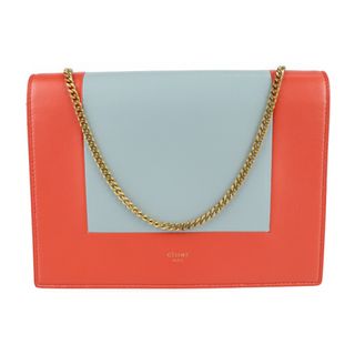 セリーヌ(celine)のCELINE セリーヌ フレームイブニング チェーンウォレット  クラッチバッグ 107773 レザー   POPPY レッド系 CLOUD グレー系  2WAY チェーンショルダーバッグ 斜め掛け 肩掛け 【本物保証】(クラッチバッグ)