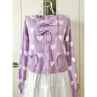 アンジェリックプリティー(Angelic Pretty)の★Angelic Pretty★ハートドットリボンカーディガン(ラベンダー)(カーディガン)