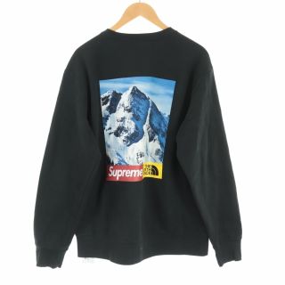 supreme × north face スウェット　青　裏起毛　M