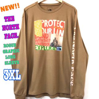 ザノースフェイス(THE NORTH FACE)のゆったりシルエット☆ 新品 ノースフェイス ロンT カーキ  3XL 4L(Tシャツ/カットソー(七分/長袖))