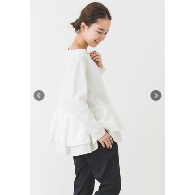 yori ボートネックダブルフレアカットソー 販売最安値 新品★yori ボートネックダブルフレアカットソー Tシャツ/カットソー(七分/長袖)