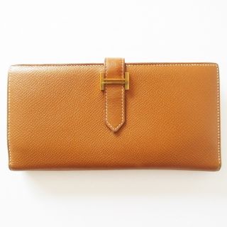 エルメス(Hermes)のエルメス HERMES △ ベアン スフレ 長財布 ヴォーエプソン ゴールド(財布)