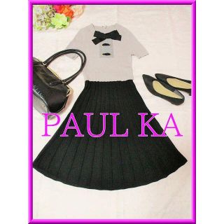 ポールカ(PAULE KA)の【ポールカ/PAUL KA】ニットワンピース☆リボン☆フィット&フレア(ひざ丈ワンピース)