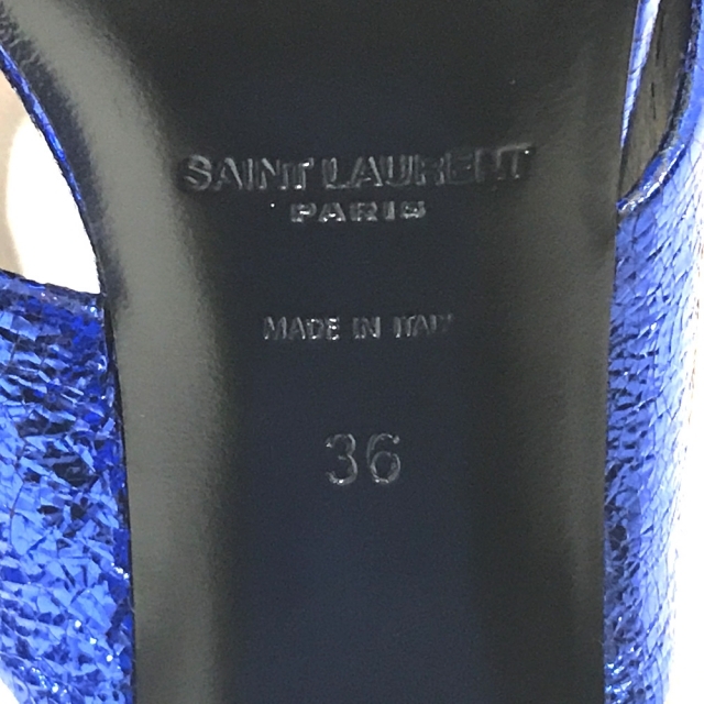 サンローランパリ SAINT LAURENT PARIS メタリックレザー 472032 靴 サンダル カーフスキン ブルー ブルー 未使用 4