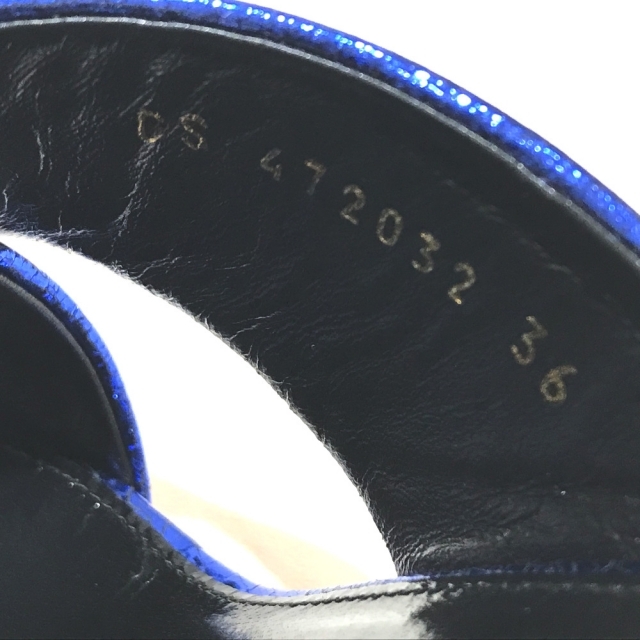 サンローランパリ SAINT LAURENT PARIS メタリックレザー 472032 靴 サンダル カーフスキン ブルー ブルー 未使用 5