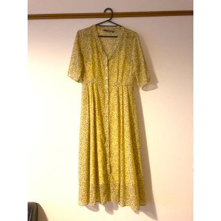 ユニクロ(UNIQLO)のスタジオサンダーソン♡ユニクロ♡花柄イエローシフォンワンピース♪(ロングワンピース/マキシワンピース)