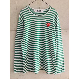 コムデギャルソン(COMME des GARCONS)の【★希少★メンズL】プレイコムデギャルソン グリーン ボーダー 長袖  Tシャツ(Tシャツ/カットソー(七分/長袖))