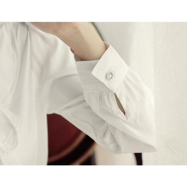 【新品】シャツ　シンプル　レディース　ホワイト　長袖　フレア　フェミニン 5