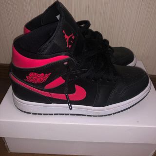 ナイキ(NIKE)のair  jordan1 mid black/siren red/white(スニーカー)