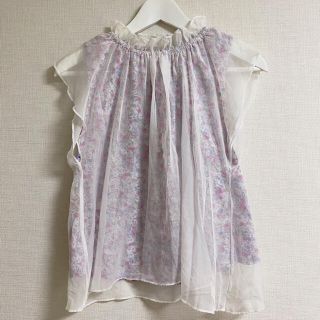 フラワー(flower)のflower シースルー花柄トップス　袖なし(シャツ/ブラウス(半袖/袖なし))