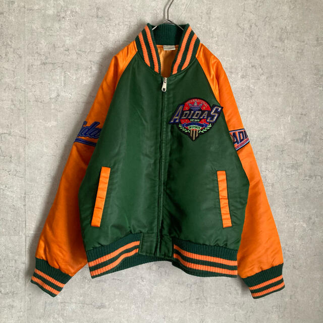 極希少 90s adidas スタジャン デサント 銀タグ オレンジ 緑 M | www