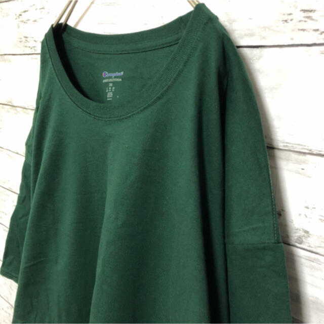 Champion(チャンピオン)の【新品】×【大人気】グリーン 緑 XL ゆるだぼ チャンピオン tシャツ 無地 メンズのトップス(Tシャツ/カットソー(半袖/袖なし))の商品写真