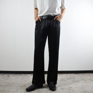 90s silk black flare slacks フレアパンツ(スラックス)