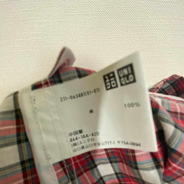 UNIQLO(ユニクロ)のユニクロコットンチェックジャケット　ボタンオリジナルハンドメイド レディースのジャケット/アウター(テーラードジャケット)の商品写真