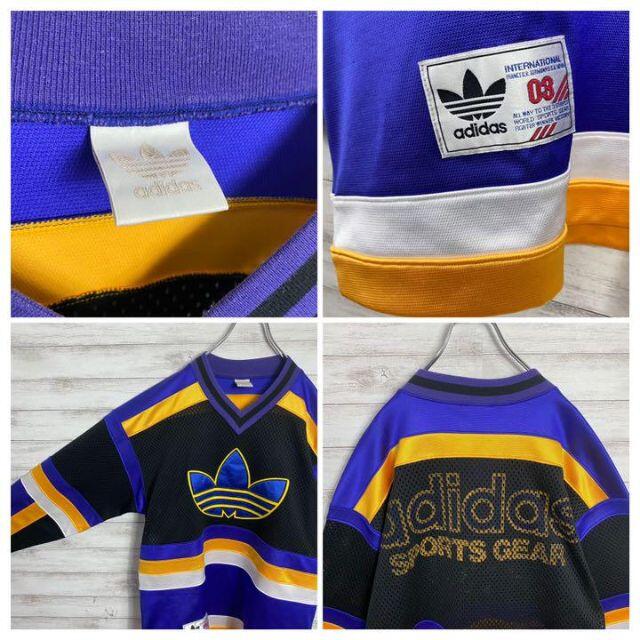 adidas(アディダス)の【入手困難】90sアディダス　トレフォイルデカロゴ　メッシュ　ゲームシャツ メンズのトップス(Tシャツ/カットソー(半袖/袖なし))の商品写真