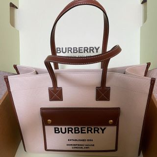 バーバリー(BURBERRY)のBurberry ミディアム  ツートンキャンバス&レザーフレヤトート(トートバッグ)